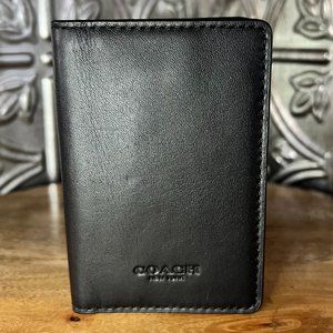 Coach Mens/Womens Black Leather Card Holder Wallet